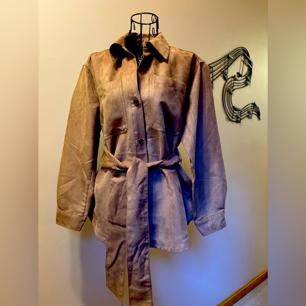 NWT Banana Republic Tan belted faux suede shirt